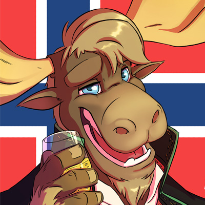 17 May - Norwegian National Day - Cartoon illustration for norwegian national holiday with a fetish animal moose in norway wishing you a happy holiday