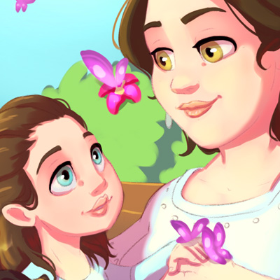 Mother and daughter - Birthday's illustration