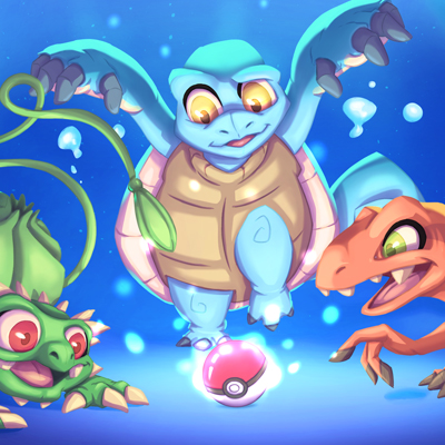 Fanart av Pokemon først generasjon - Illustrasjon av bulbasaur, squirtle og charmander Fanart av Pokemon først generasjon - Illustrasjon av bulbasaur, squirtle og charmander