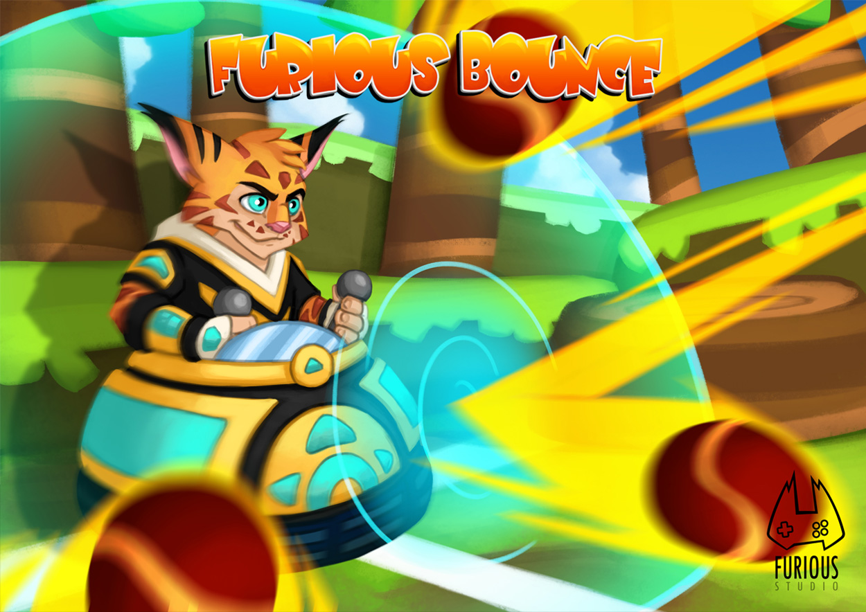 Illustration of the lynx character with his special power for the mobile video game Furious Bounce