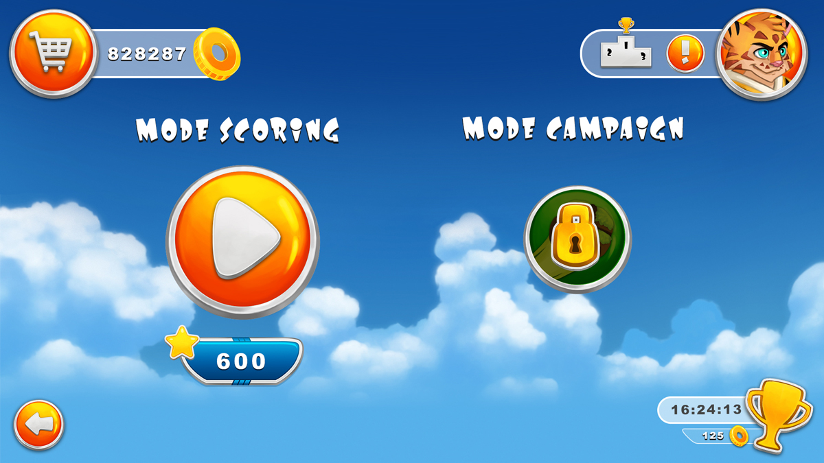 UI / UX design av hovedgrensesnittet til det mobile videospillet Furious Bounce