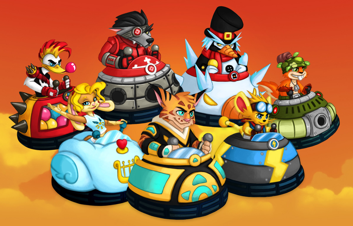 Alle karakterer fra det mobile videospillet Furious Bounce
