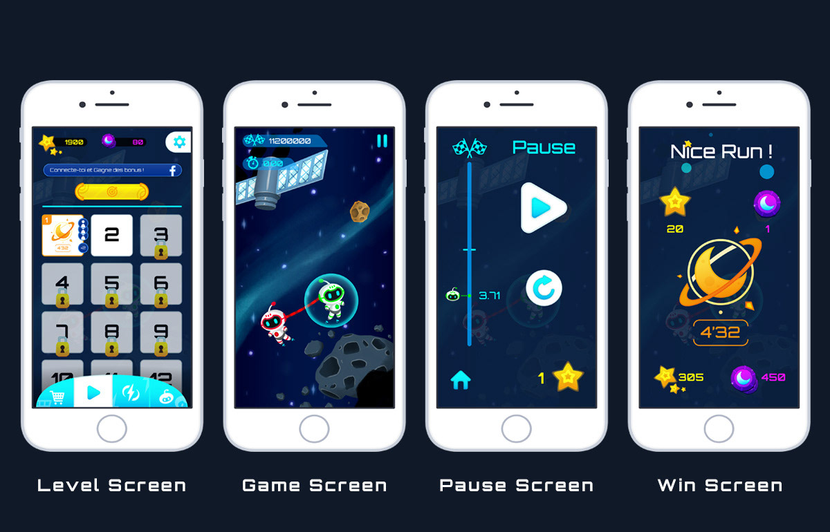 Some screens of the game interface of galaxy line