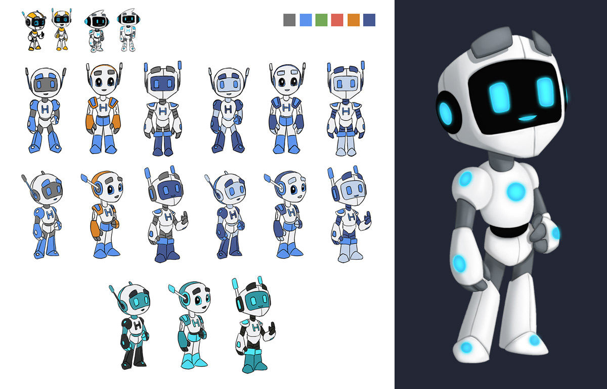 Les recherches et le design final de la mascotte d'Idea Heroes, l'application d'intelligence collective Les recherches et le design final de la mascotte d'Idea Heroes, l'application d'intelligence collective