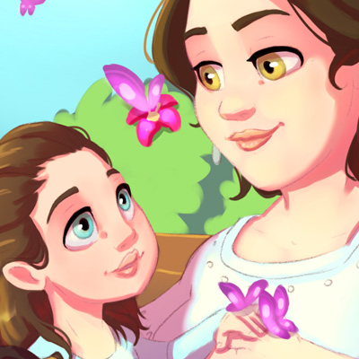 Mère et fille - Illustration d'anniversaire Mère et fille - Illustration d'anniversaire